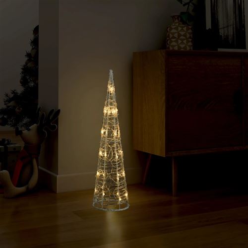 vidaXL Cône lumineux décoratif pyramide LED Acrylique Blanc chaud 60cm