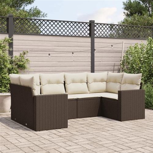 Vidaxl Set Divano Da Giardino 6 Pz Con Cuscini Marrone In Polyrattan