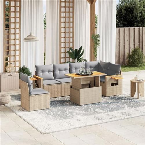 vidaXL - Salon de Jardin - 7 Pièces - Beige - Image 2