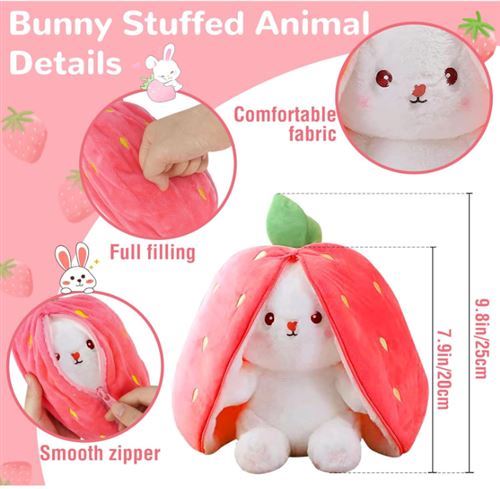 Vibbang Peluche Lapin de Pâques, Jouet en Peluche Lapin Fraise, Lapin Vibbang Peluche Lapin de Pâques, Jouet en Peluche Lapin Fraise, Lapin