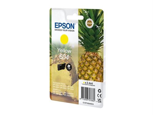 Epson 604 - 2.4 ml - jaune - original - blister - cartouche d'encre - pour Expression Home XP-2200, 2205, 3200, 3205, 4200, 4205; WorkForce WF-2910, 2930, 2935, 2950