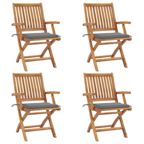 Non Communiqué Vidaxl Chaises Pliables De Jardin Avec Coussins 4 Pcs Teck Solide