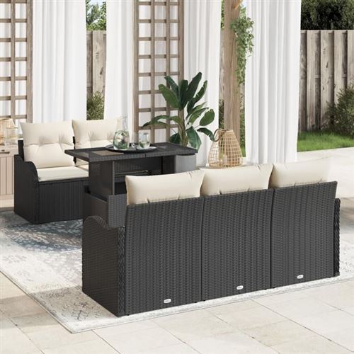 VIDAXL - Canapé de jardin - Ensemble 6 pièces - Rotin - Noir - Image 2