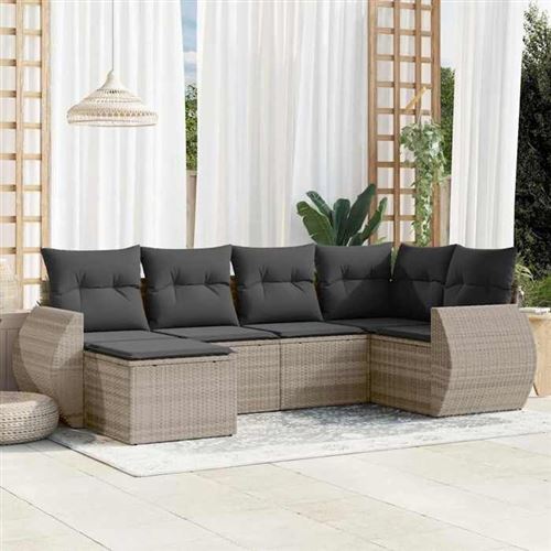 Non Communiqué Gris Vidaxl Salon De Jardin Avec Coussins 6 Pcs, Canapés Avec Dossier, Ensemble De Meubles, Mobilier De Terrasse Patio, 3221661