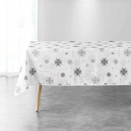  Nappe Imprim&eacute;e ""Enchante"" 150x240cm Blanc