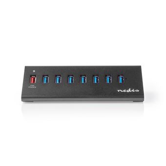 Nedis UHUBUP3810BK - Hub - 7 x SuperSpeed USB 3.0 + 1 x SuperSpeed USB 3.0 (opladen) - desktop - 1