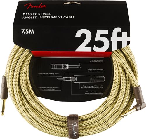 Câble jack Fender Deluxe Series Instrument, droit/coudé, Tweed - 7,5m