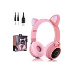 Casque Enfant Avec Oreilles De Chat LED - Pliable, Léger, Micro Intégré, Câble Audio 3.5 Mm (Violet+Noir)