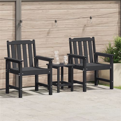 Vidaxl Noir Chaise De Jardin. 2 Pc Hdpe - Image 3