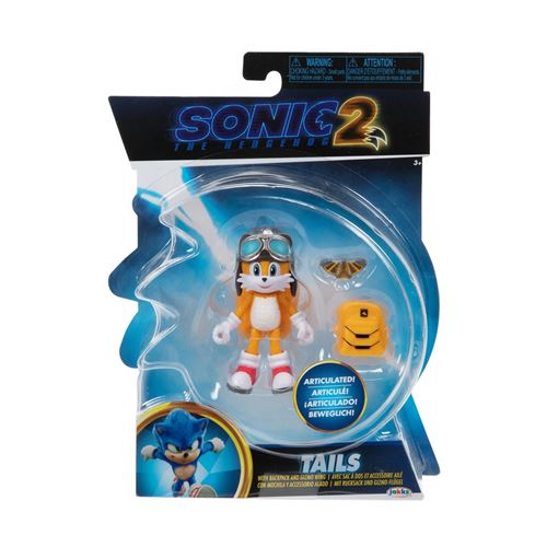 Jakks - Sonic the Hedgehog 2 Movie - 41498 - Figurine articulée 10cm - Tails + Sac à Dos et Accessoire ailé