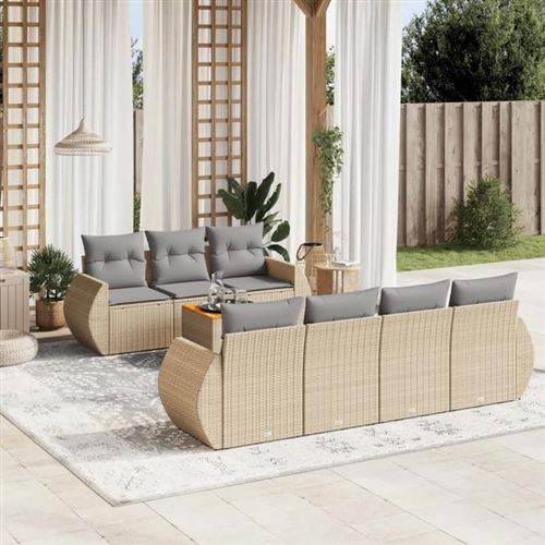 Non Communiqué Beige Salon De Jardin Modulable Vidaxl Rotin 8 Pieces 55 X 62 X 69 Cm 7 Personnes