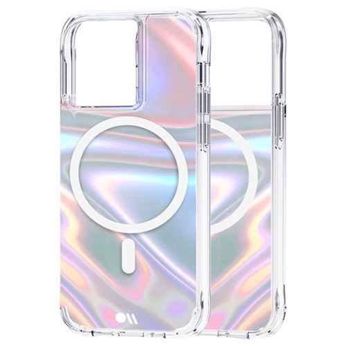 Coque pour iPhone 13 Pro Rigide Compatible MagSafe Anti-chutes 3m CASE MATE Soap Bubble Nacré