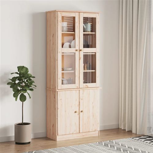 Non Communiqué Marron Vitrine En Verre Alta 77X35x186,5 Cm Bois De Pin Massif