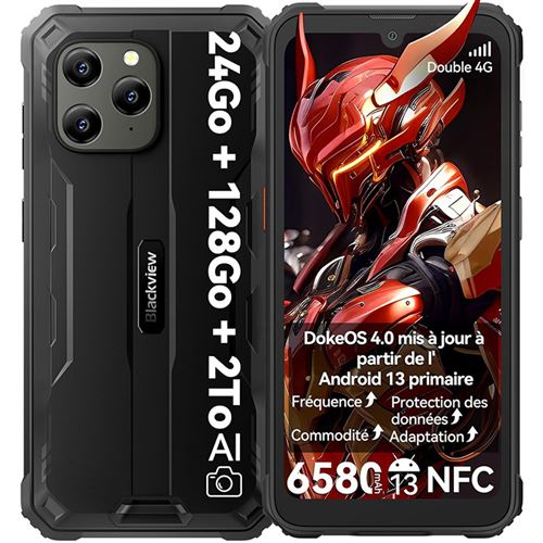 Smartphone Incassable Blackview BV5300 Plus(NFC) Android 13 6,1 24Go+128Go/2To 6580mAh 13MP IP68 Étanché Dual SIM Face ID - Noir