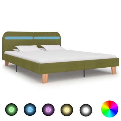 vidaXL Cadre de lit avec LED vert tissu 180x200 cm