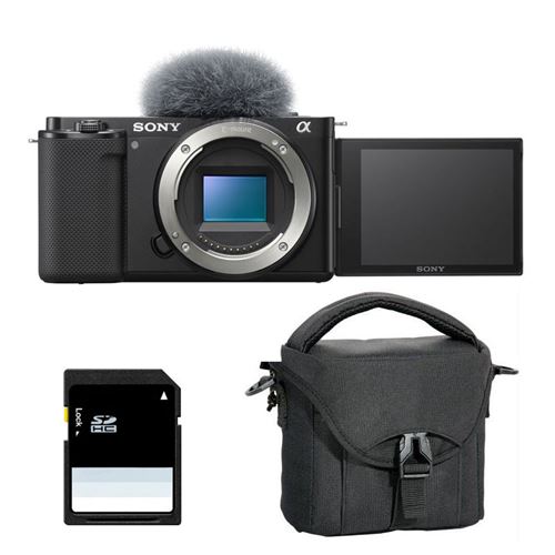 Sony appareil photo hybride alpha zv-e10 noir nu + sac + sd 8 go