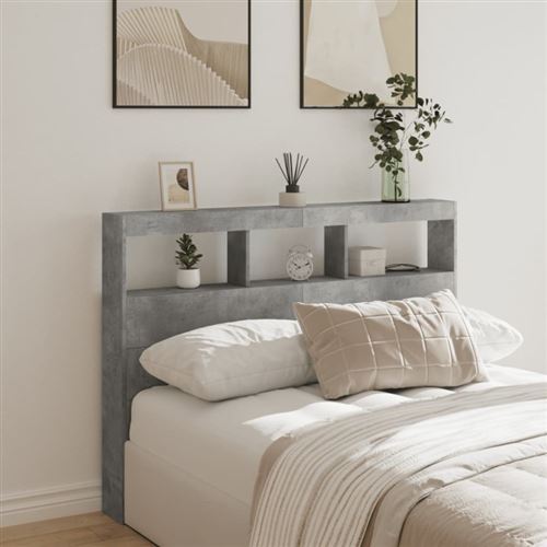 vidaXL Armoire tête de lit avec LED gris béton 140x17x102 cm839199