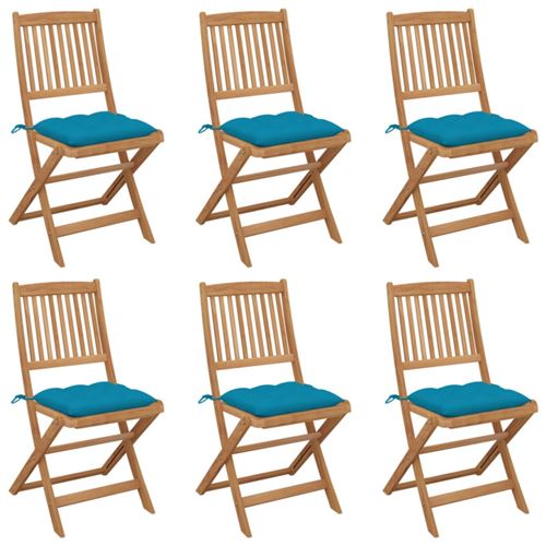 Non Communiqué Chaises Pliables De Jardin Lot De 6 Avec Coussins Bois D Acacia