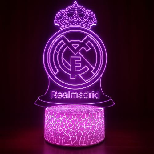 Lampe d'illusion 3D VORMOR Veilleuse Tactile 7 Couleurs avec Télécommande - Real Madrid CF