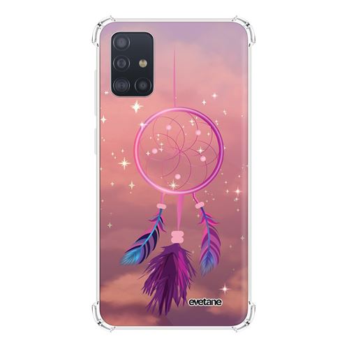 Coque pour Samsung Galaxy A51 5G anti-choc souple avec angles renforcés transparente Attrape rêve rose [Evetane®]