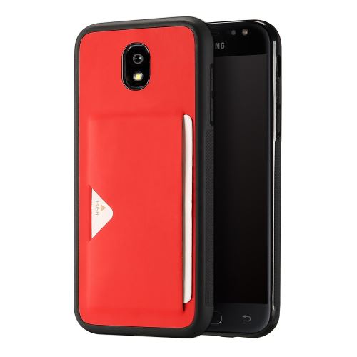Etui en PU pocard porte-carte série rouge de la peau pour votre Samsung Galaxy J5 (2017)