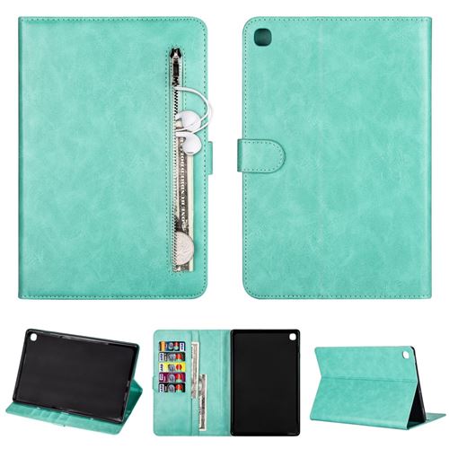 Etui en PU poche zippée avec support vert pour votre Samsung Galaxy Tab S5e SM-T720 T725