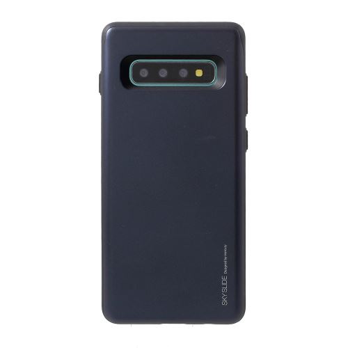 Coque en TPU porte-cartes coulissant série sky bleu foncé pour votre Samsung Galaxy S10
