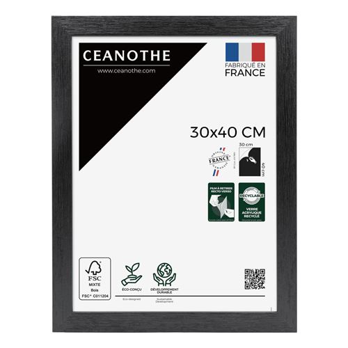 Cadre photo noir 30x40 cm bois reconstitu&eacute; fsc