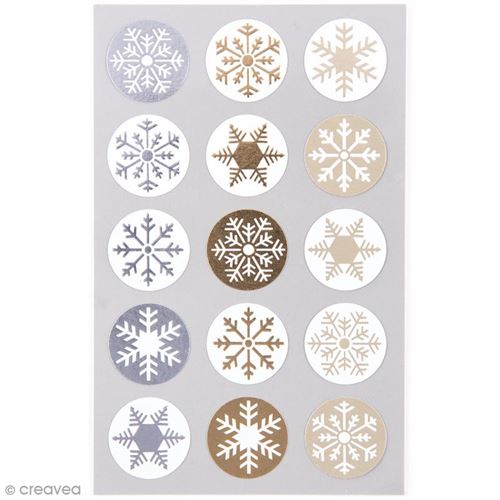 Stickers Cristaux de glace dorés et argentés 25 mm - 60 pcs