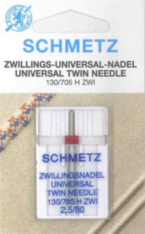 Aiguilles doubles pour machines à coudre Schmetz Universal 130/705 H ZWI 2,5/80