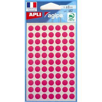 Gommettes Auto-Adhésives - 8Mm - 462 Étiquettes - Rose - Apli - 1