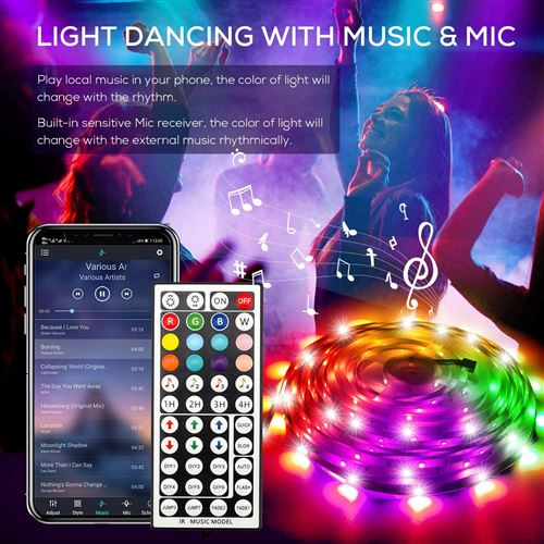 Ruban LED 20m, RGB Bande LED Bluetooth Smart App Contrôle
