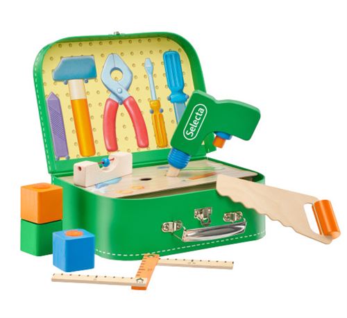Selecta Spielzeug jeu de construction Boîte à outils pour garçons 25 cm vert 8 pièces