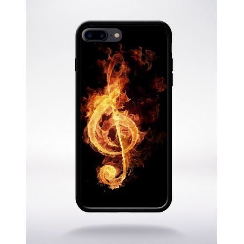 Coque clef de sol en feu compatible apple iphone 7 plus bord noir silicone