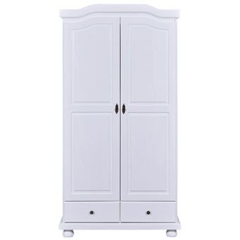 Armoire 2 Portes Bois Massif Blanc - NEDER - ALTOBUY - 1