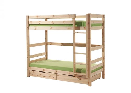 Vipack PINO Lit Superposé Pin Massif + Lot de 2 Tiroirs