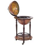 VidaXL Bar à Vin Globe Terrestre Avec Atlas - 42x42x85cm, Design Décoratif, Porte-Bouteilles Et Verres