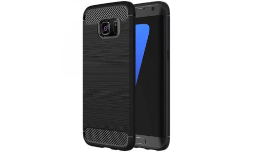 Coque pour Galaxy S7 coloris noir aspect carbone