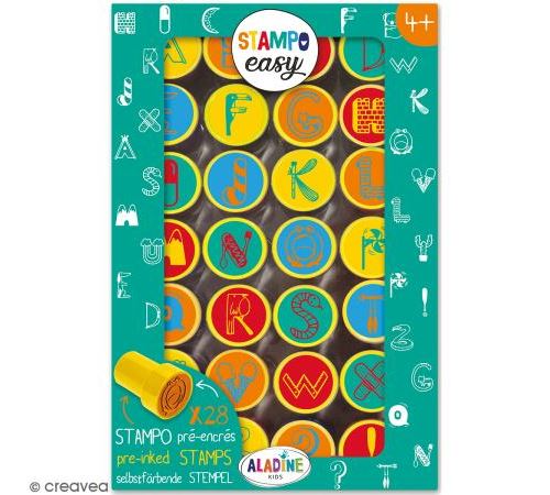 Kit de tampons enfant pré-encrés Stampo Easy - Alphabet - 28 pcs