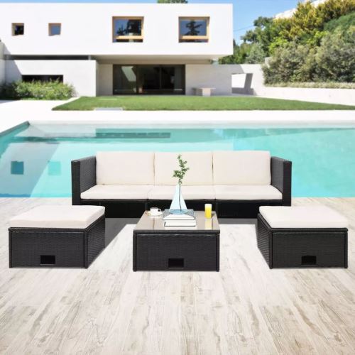 12 pcs Salon de Jardin Rotin Synthétique Jeu de Canapé de Jardin