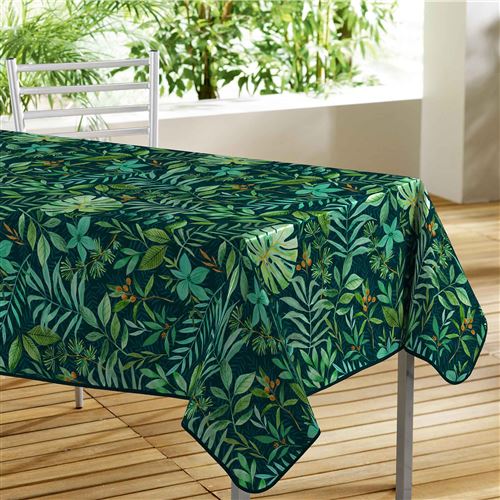 Nappe rectangle 140 x 240 cm pvc imprime sousbois Vert