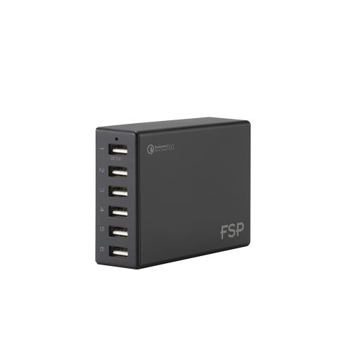 Amport 62 chargeur USB 6 ports compatible avec QC 3.0 - Noir