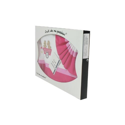 Coffret Parure de draps pour berceau, landau, couffin fushia - Motif Poussins Chariot