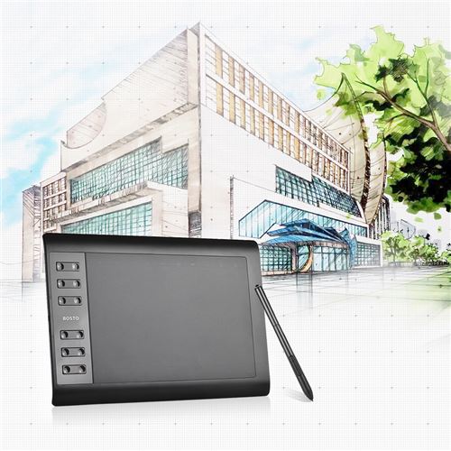 Bosto 1060 Plus Tablette Graphique 10 pouces * 6 pouces Zone de Travail 8192 Niveau Sensibilité à la Pression avec Stylet sans Batterie Sans Fil