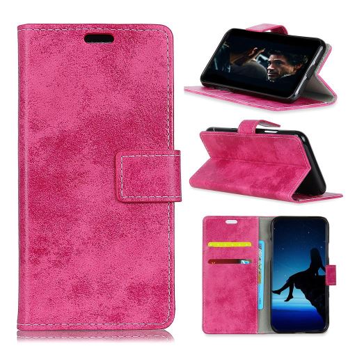Etui en PU magnétique style vintage avec support rose pour votre Huawei P30