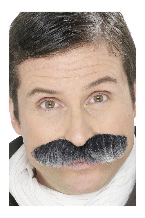 Moustaches de militaire grises auto adhesives