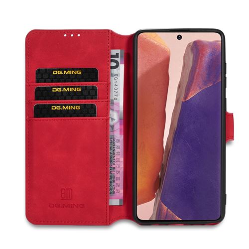 Etui Samsung Portefeuille Rouge Pour Galaxy Note 20 - Antichoc Avec 3 Emplacement Cartes