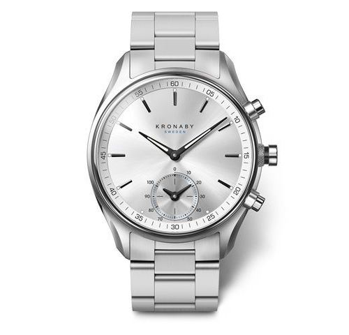 Montre Hybride Kronaby SEKEL bracelet maille argent - cadran argent 43 mm