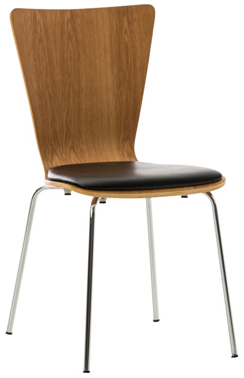 Chaise de visiteur Aaron avec assise en similicuir , Chêne / Noir