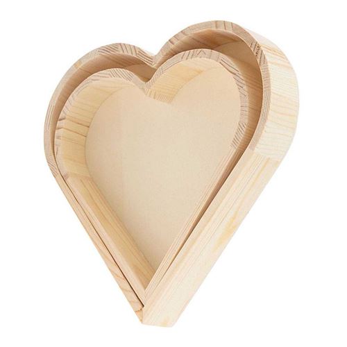 2 plateaux en bois cœur - Rico Design